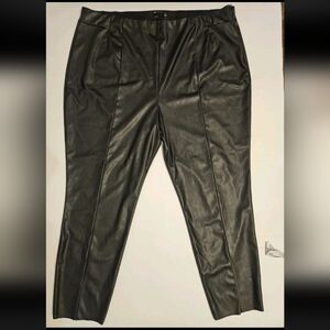 Nwot ASOS Curve Black Faux Leather Pleather High Rise Pants Plus Size 24